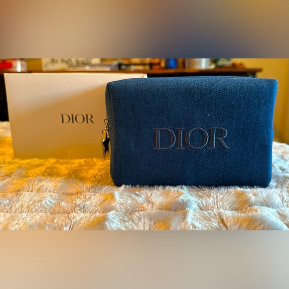 Dior Denim Blue Makeup Pouch, NIB - Picture 1 of 4
